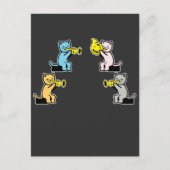 Carte Postale Cat joue trombone trompette (Devant)