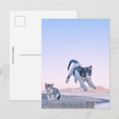 Carte Postale cat jump postcard (Devant / Derrière)