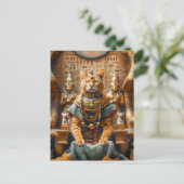 Carte Postale Cat King sur le trône de Pharaon (Debout devant)