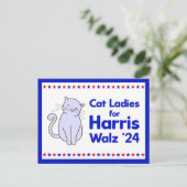 Carte Postale Cat Ladies for Harris Walz 2024 Election (Debout devant)