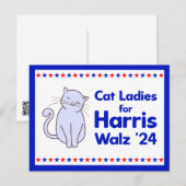 Carte Postale Cat Ladies for Harris Walz 2024 Election (Devant / Derrière)