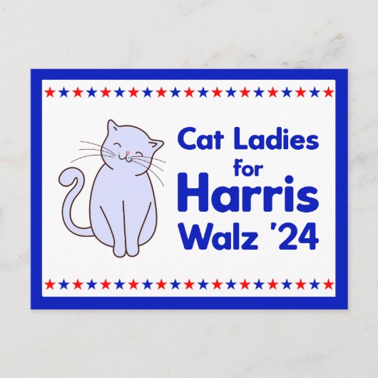 Carte Postale Cat Ladies for Harris Walz 2024 Election (Devant)