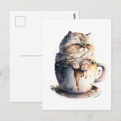 Carte Postale Cat Miaw Cute Cat Café Lover (Devant / Derrière)