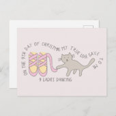 Carte Postale Cat Neuf Jour 9 Dames Danser Noël (Devant / Derrière)
