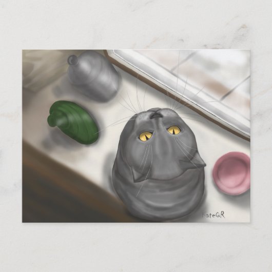 Carte Postale Cat on the windowsill (Devant)