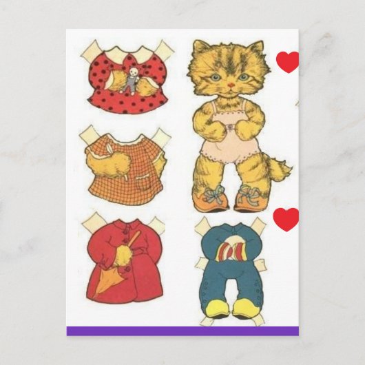 CARTE POSTALE CAT PAPER DOLL VINTAGE POSTCARD (Devant)