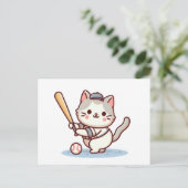 Carte Postale Cat playing baseball (Debout devant)