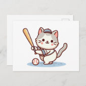 Carte Postale Cat playing baseball (Devant / Derrière)