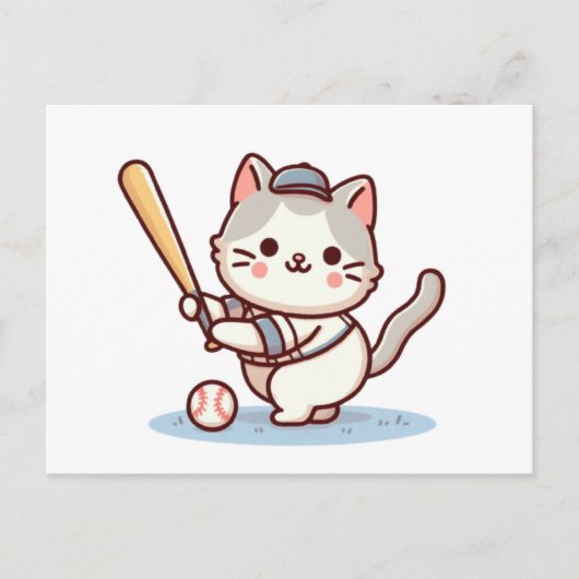 Carte Postale Cat playing baseball (Devant)