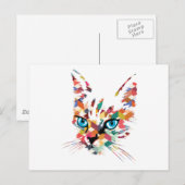 CARTE POSTALE CAT POP ART (Devant / Derrière)