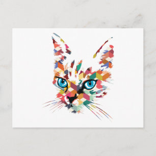 CARTE POSTALE CAT POP ART