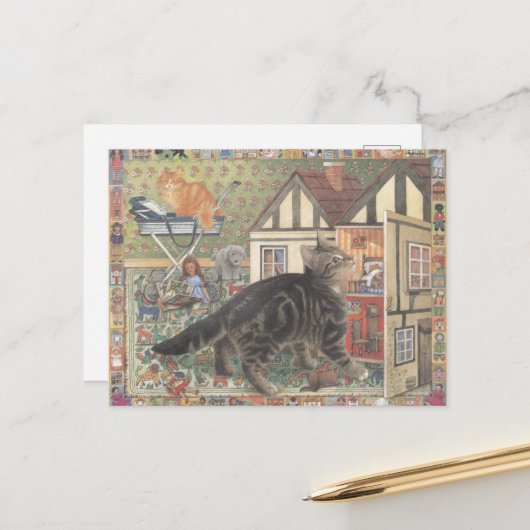 Carte Postale Cat Postcard (Devant/Arrière en situation)