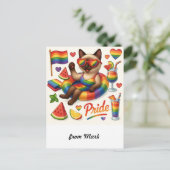 Carte Postale Cat Pride Paws Pride d'inspiration chat LGBTQ (Debout devant)