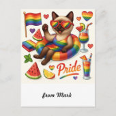 Carte Postale Cat Pride Paws Pride d'inspiration chat LGBTQ (Devant)