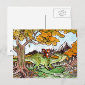 Carte Postale Cat Ride a Dinosaur (Devant / Derrière)