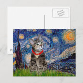 Carte Postale CAT (Tabby2) - Nuit étoilée (Devant / Derrière)