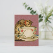 Carte Postale Cat Teacup Cute Vintage Victorien (Debout devant)