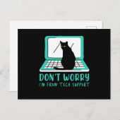 Carte Postale Cat Tech Support Ordinateur Kitten Helpdesk IT Cad (Devant / Derrière)