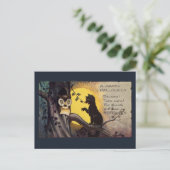 Carte Postale Cat Warning Owl Vintage Halloween Postcard (Debout devant)