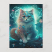 Carte Postale Cat Whimsical Imaginaire Art (Devant)