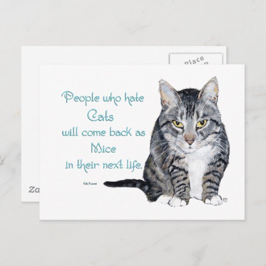 Carte Postale Cat Wisdom - Les gens qui haïssent les chats (Devant / Derrière)