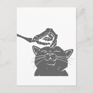 Carte Postale Cat with human skeleton hand - Choose back color