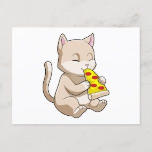 Carte Postale Cat with Pizza