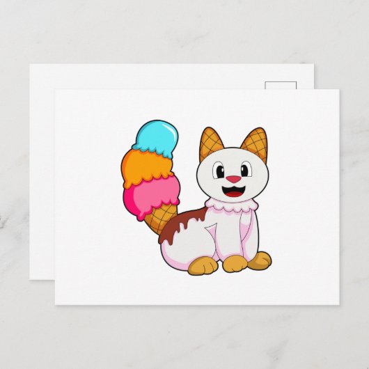Carte Postale Cat with popsicle (Devant / Derrière)