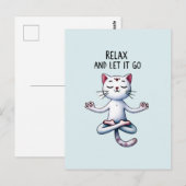 Carte Postale Cat Yoga Pose - Relax et Let It Go (Devant / Derrière)