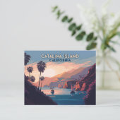 Carte Postale Catalina Island California Boats Sunset Retro (Debout devant)