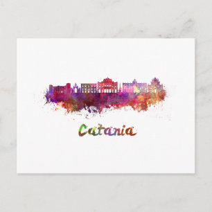 Carte Postale Catane skyline in watercolor