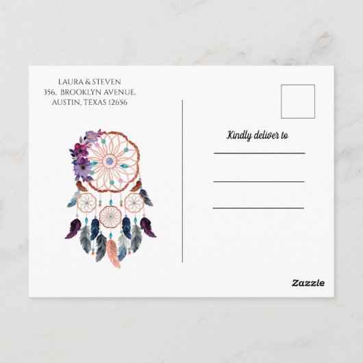 Carte Postale Catcher de rêve fleuri géométrique modifier la dat (Dos)