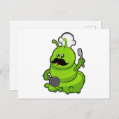 Carte Postale Caterpillar comme cuisinière avec Moustache (Devant / Derrière)