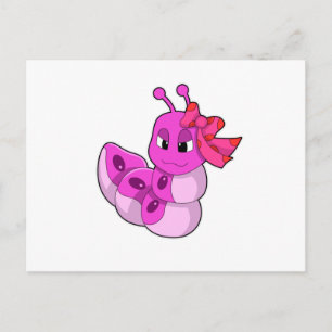 Carte Postale Caterpillar en tant que fille au ruban