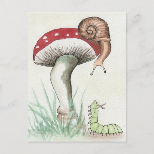Carte Postale Caterpillar et escargot (Devant)