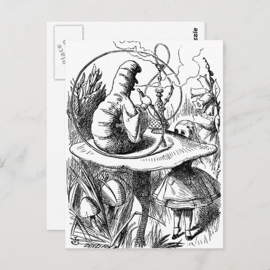 Carte Postale Caterpillar Fumer un Hookah Alice au pays des merv (Devant / Derrière)