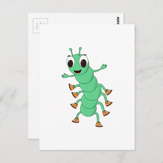 Carte Postale Caterpillar verte (Devant / Derrière)