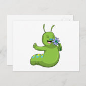 Carte Postale Caterpillar with Flower (Devant / Derrière)