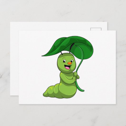 Carte Postale Caterpillar with Leaf as Parasol (Devant / Derrière)