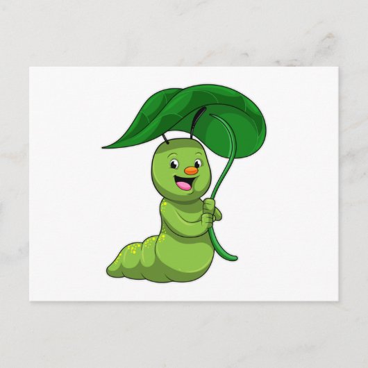 Carte Postale Caterpillar with Leaf as Parasol (Devant)