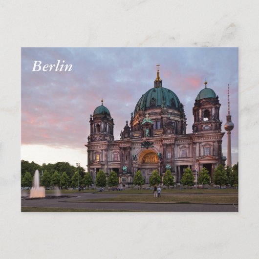 Carte Postale Cathédrale de Berlin avec tour de télévision et Lu (Devant)