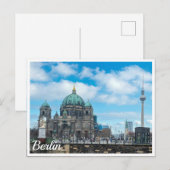Carte Postale Cathédrale de Berlin et tour de télévision à Berli (Devant / Derrière)
