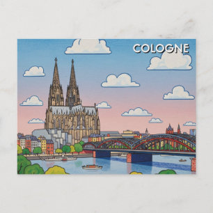 Carte Postale Cathédrale de Cologne Allemagne Nuit Voyage