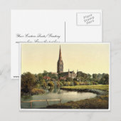Carte Postale Cathédrale, de la rivière, Salisbury, Angleterre r (Devant / Derrière)