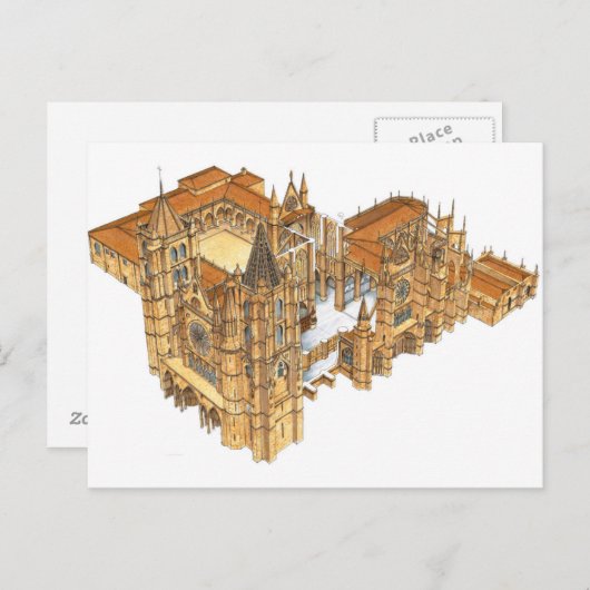 Carte Postale Cathédrale de Léon. Espagne (Devant / Derrière)