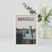 Carte Postale Cathédrale de Marseille et illustration portuaire (Debout devant)