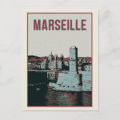 Carte Postale Cathédrale de Marseille et illustration portuaire (Devant)