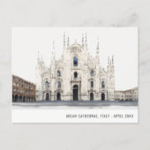 Carte Postale Cathédrale de Milan Italie Aquarelle Voyage italie (Devant)