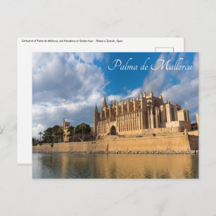 Carte Postale Cathédrale de Palma de Majorque à l'heure d'or