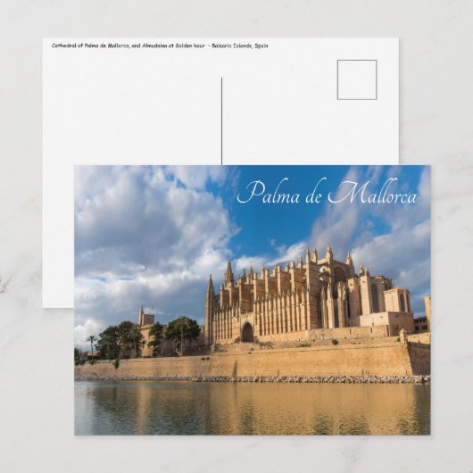 Carte Postale Cathédrale de Palma de Mallorca à l'heure dorée (Devant / Derrière)